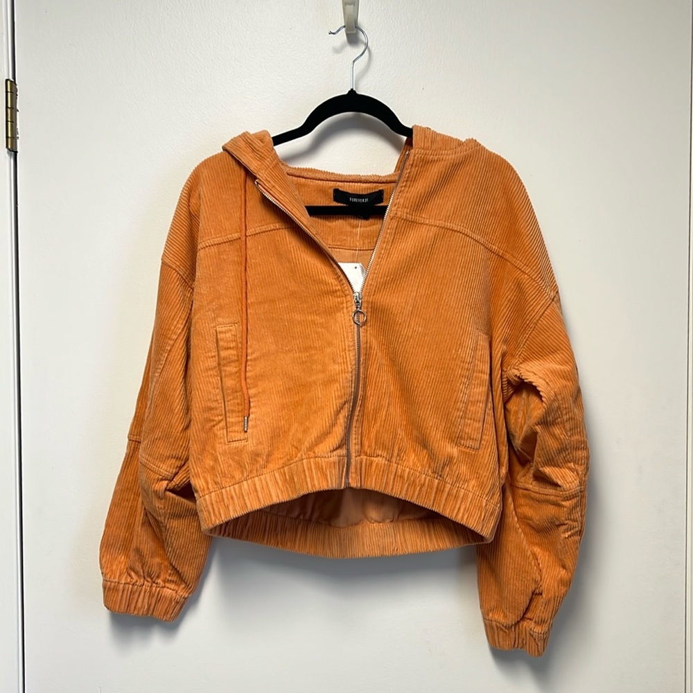 Corduroy cropped zip up